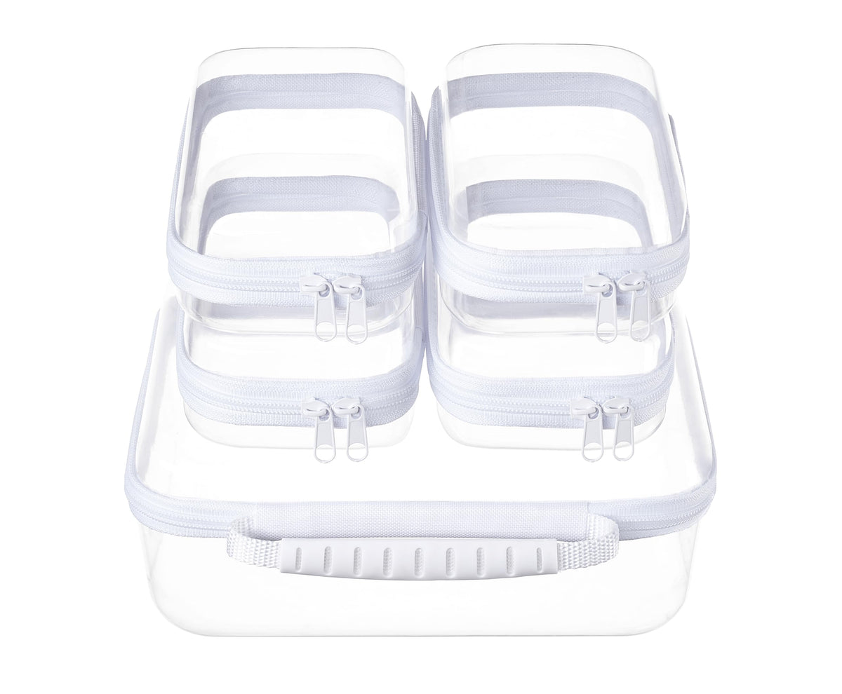 4 pcs Clear Zipper Pouches,Hard Shell Zipper Case