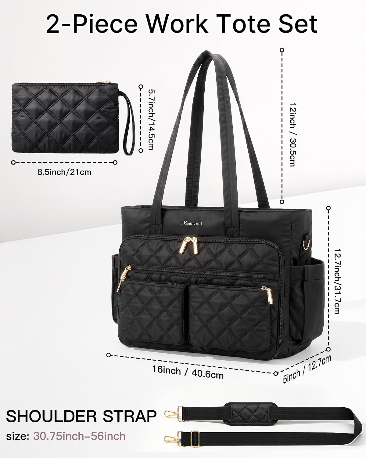 Teacher Tote Bag for Women, 15.6 Inch Laptop Bag with 40 oz Cup Holder
