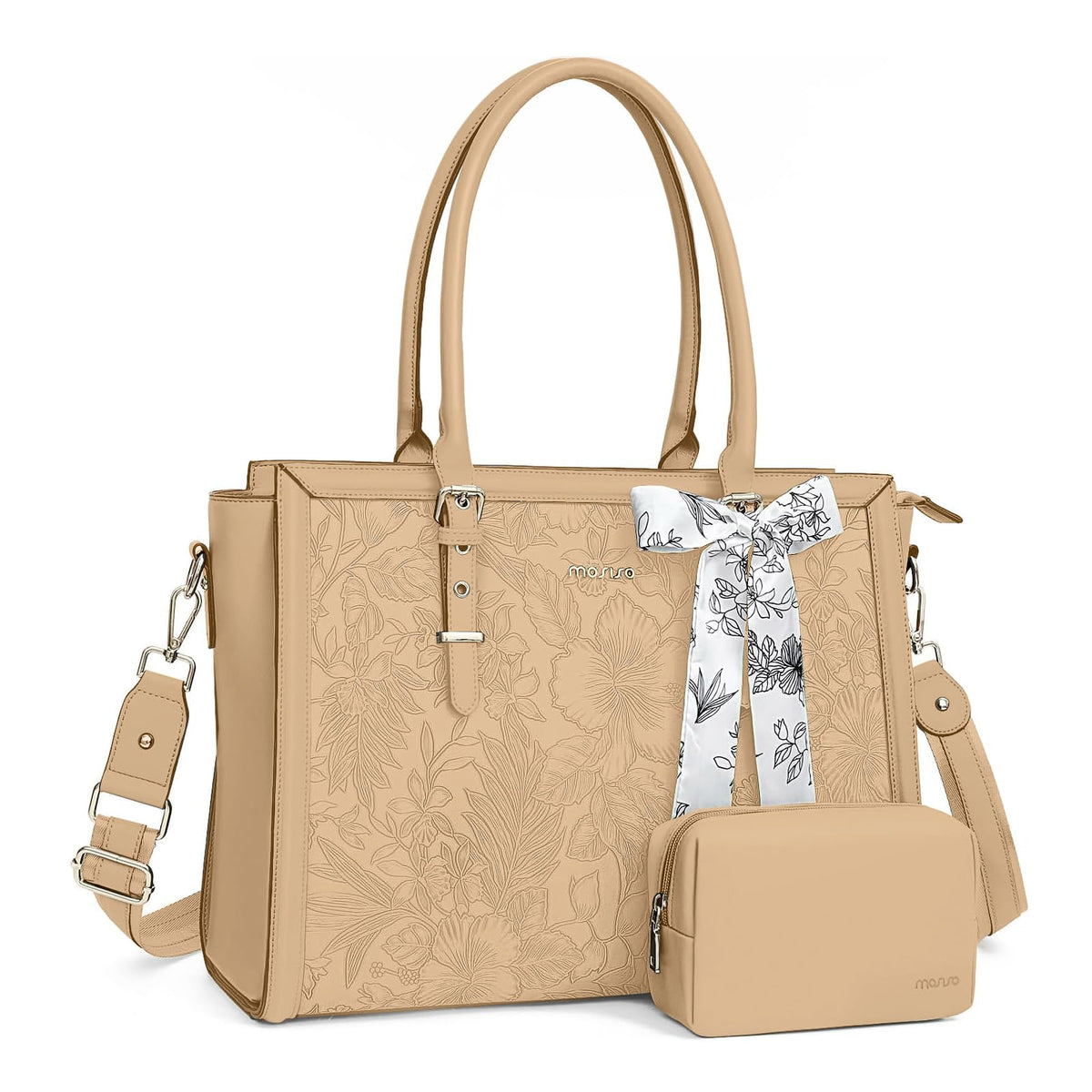 MOSISO Laptop Bag for Women, 17-17.3 inch PU Leather Tote Bag