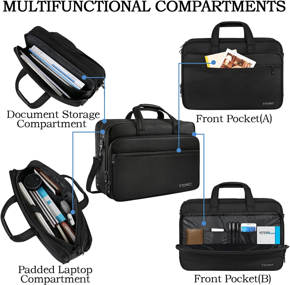 Ytonet Laptop Briefcases for Men, 17 Inch Expandable Briefcase laptop bag