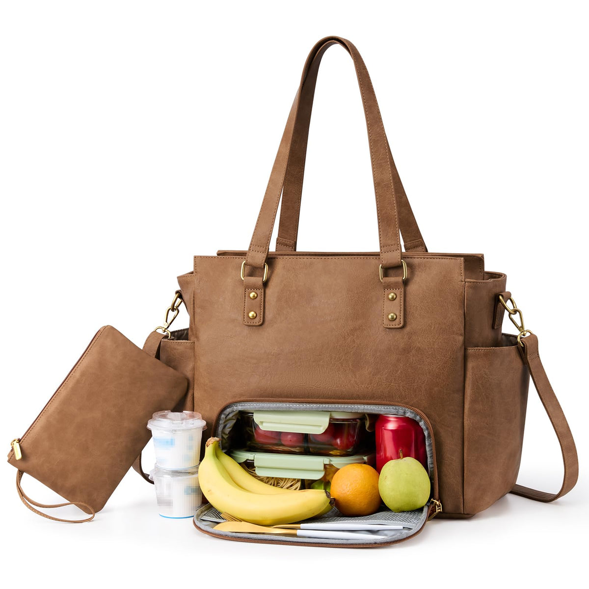 LOVEVOOK Laptop Tote Bag for Women, Vintage Work Teacher Bag with Clutch