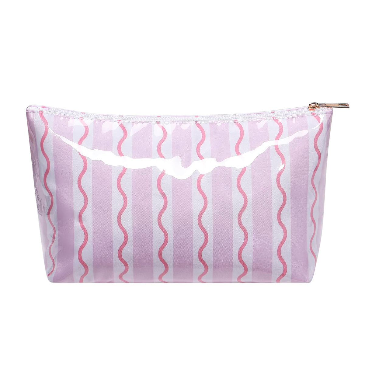 Large PVC Waterproof Striped Makeup Bag(04Pink Stripe)
