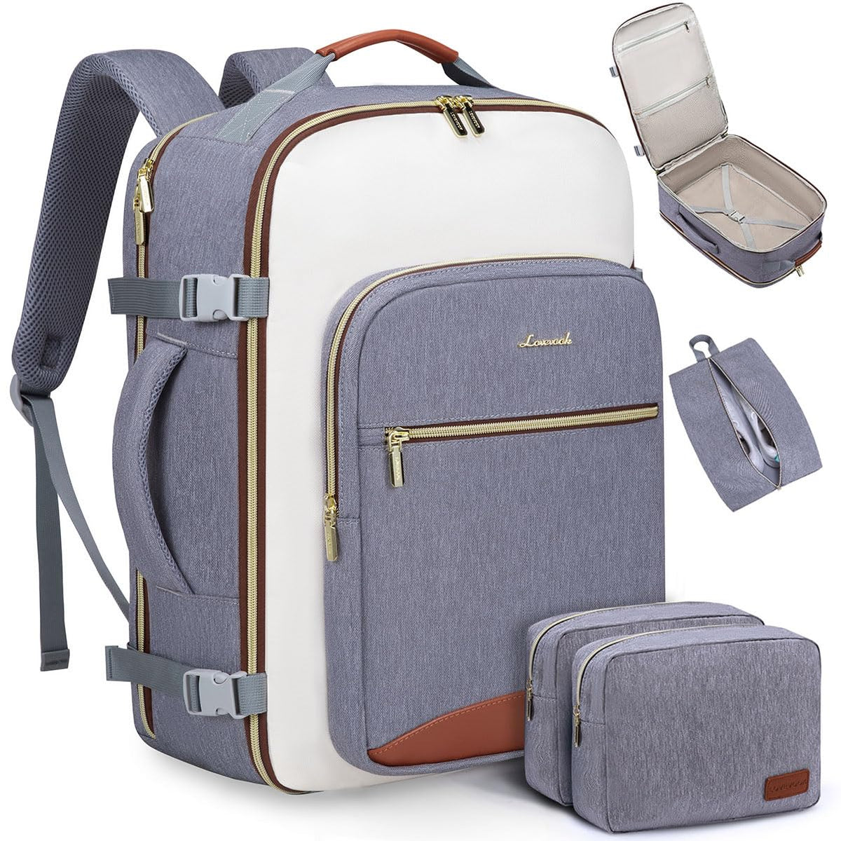 LOVEVOOK 40L Travel Backpack for Women & Men, Airline Approved Carry On Luggage with 3 Packing Cubes, TSA Overnight Bags, Waterproof Personal Item Bag, Weekender Essentials Backpacks fits 17" Laptop