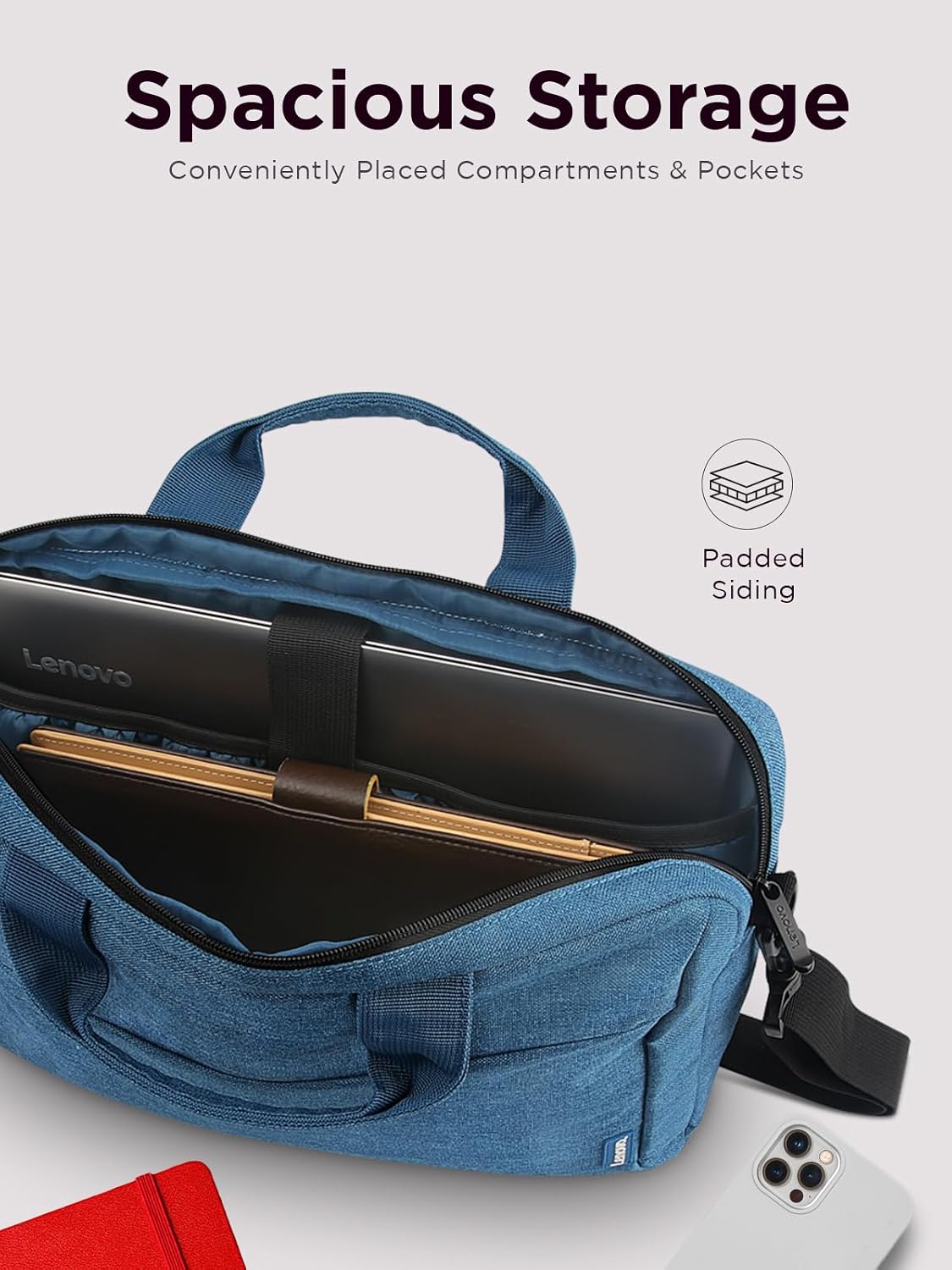 Lenovo Laptop Carrying Case T210, 15.6-Inch Laptop and Tablet, Sleek Design, Durable and Water-Repellent Fabric, Business Casual or School, GX40Q17230 Casual Toploader - Blue