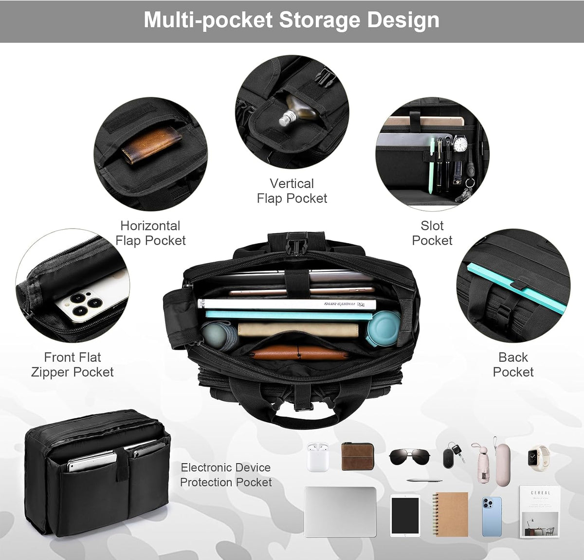 Stypos Tactical Messenger Bag,14inch/15.6inch/17.3inch Briefcase for Man Military Laptop Bag, Flight Work Bags for Pilots