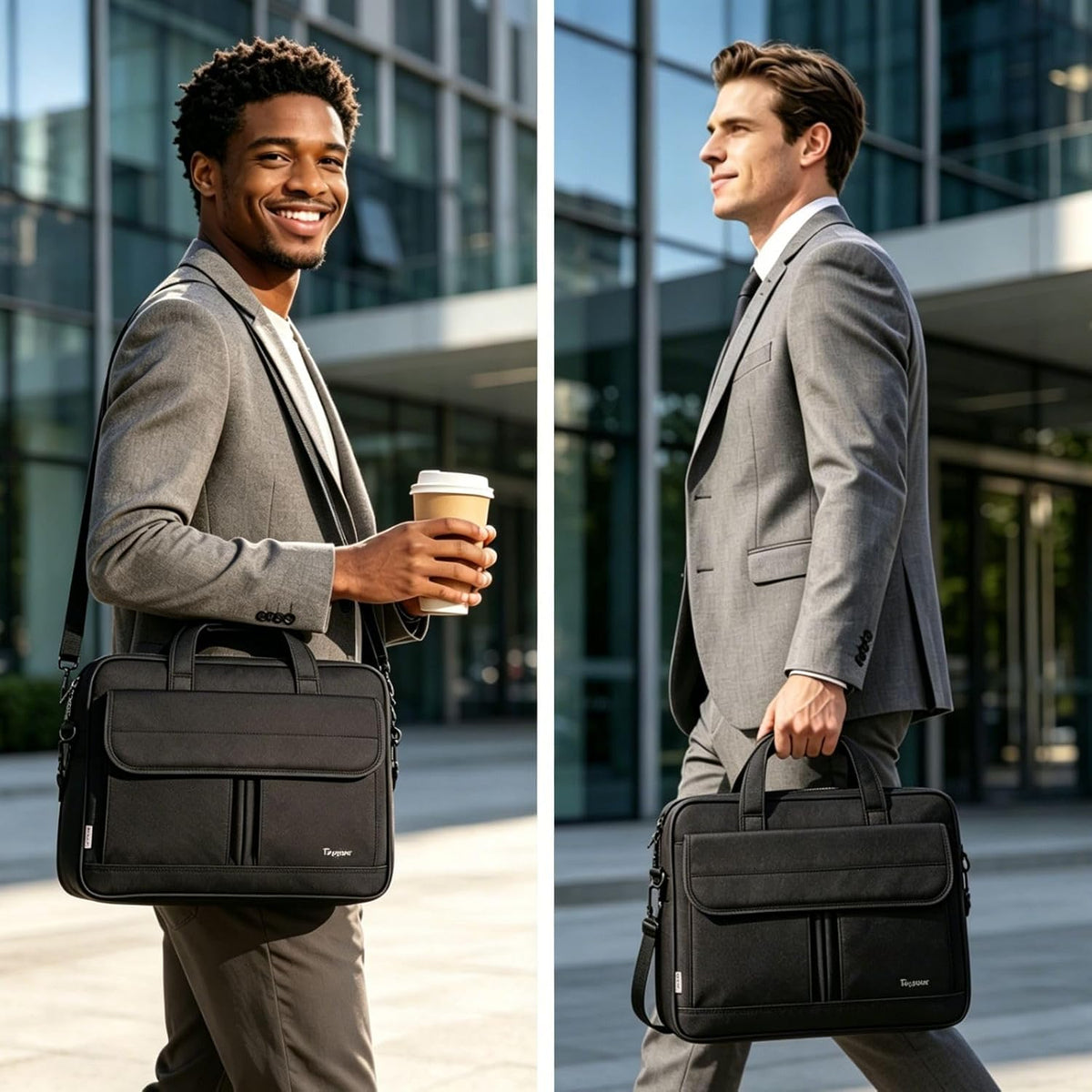 Taygeer Laptop Bag 15.6 Inch, Business Briefcase Gifts for Men Women, Black