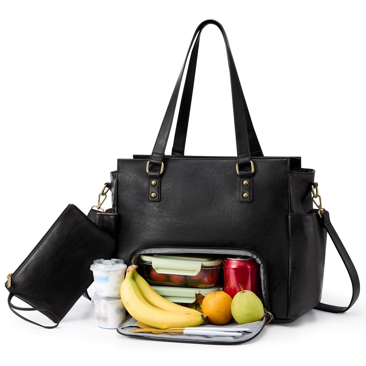 LOVEVOOK Laptop Tote Bag for Women, Vintage Work Teacher Bag with Clutch