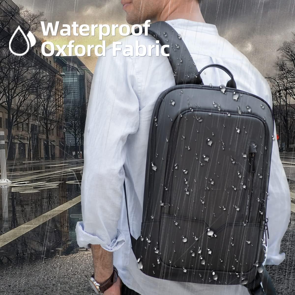 hk Backpack for Men, Business Slim Computer Bag for 15.6 Inch Laptop