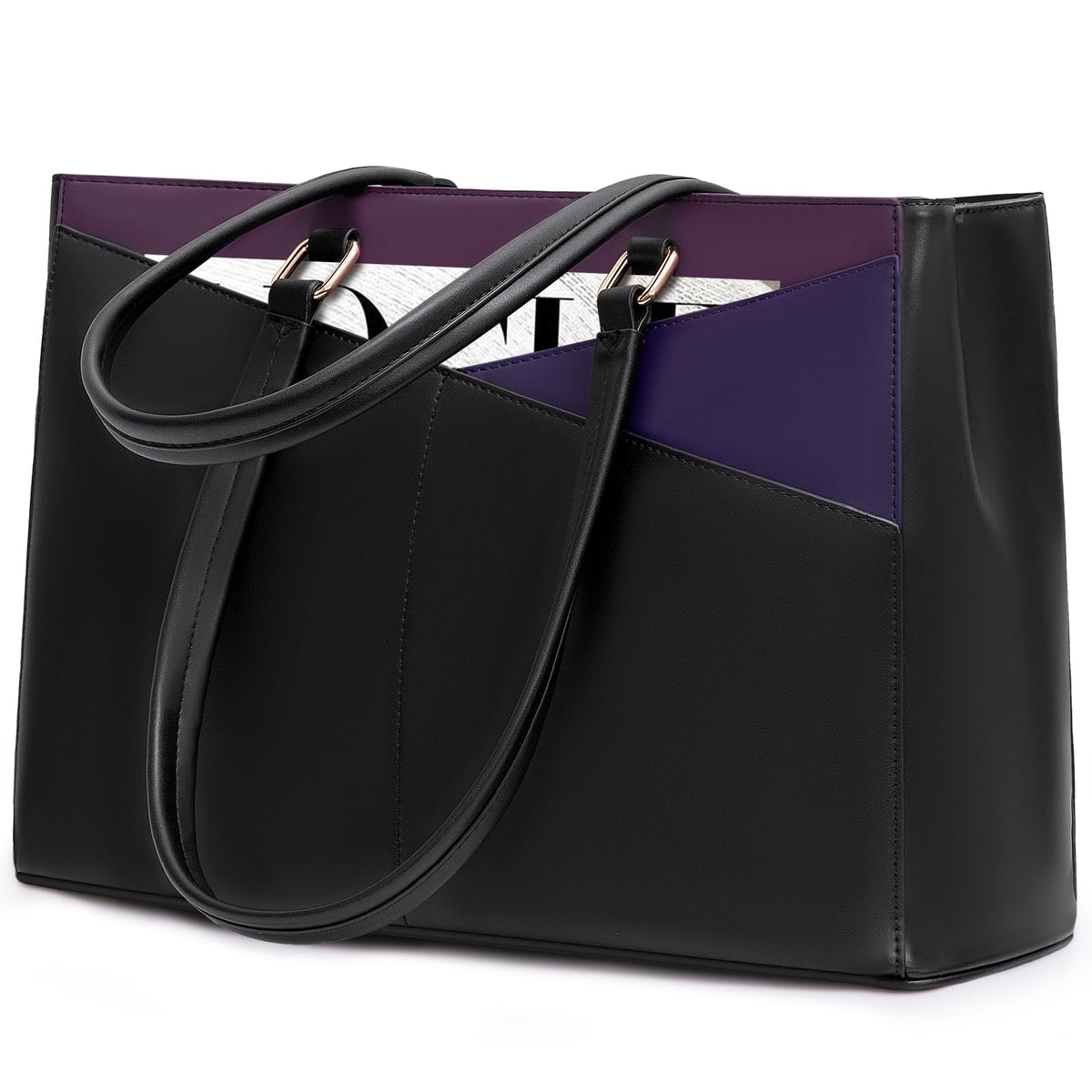 LOVEVOOK Laptop Tote Bag for Women 15.6 Inch Waterproof Leather Computer Bags Business Office Work Briefcase Black