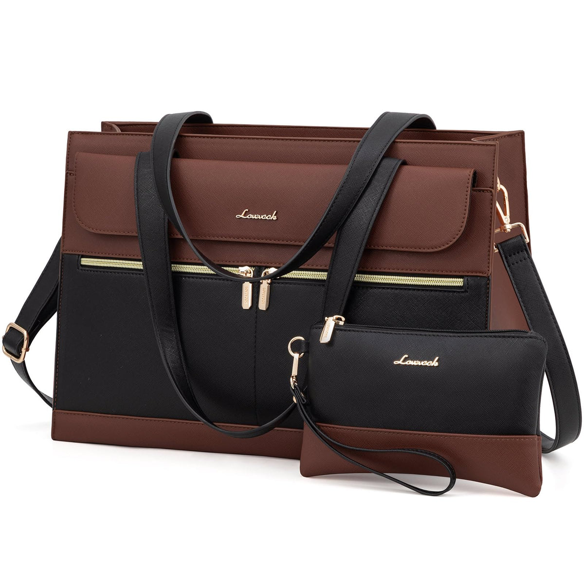 LOVEVOOK Laptop Bag for Women 15.6 Inch Tote Work Professional Leather Computer Briefcase Waterproof Handbag Shoulder Large Capacity Business Teacher Office Crossbody Purse