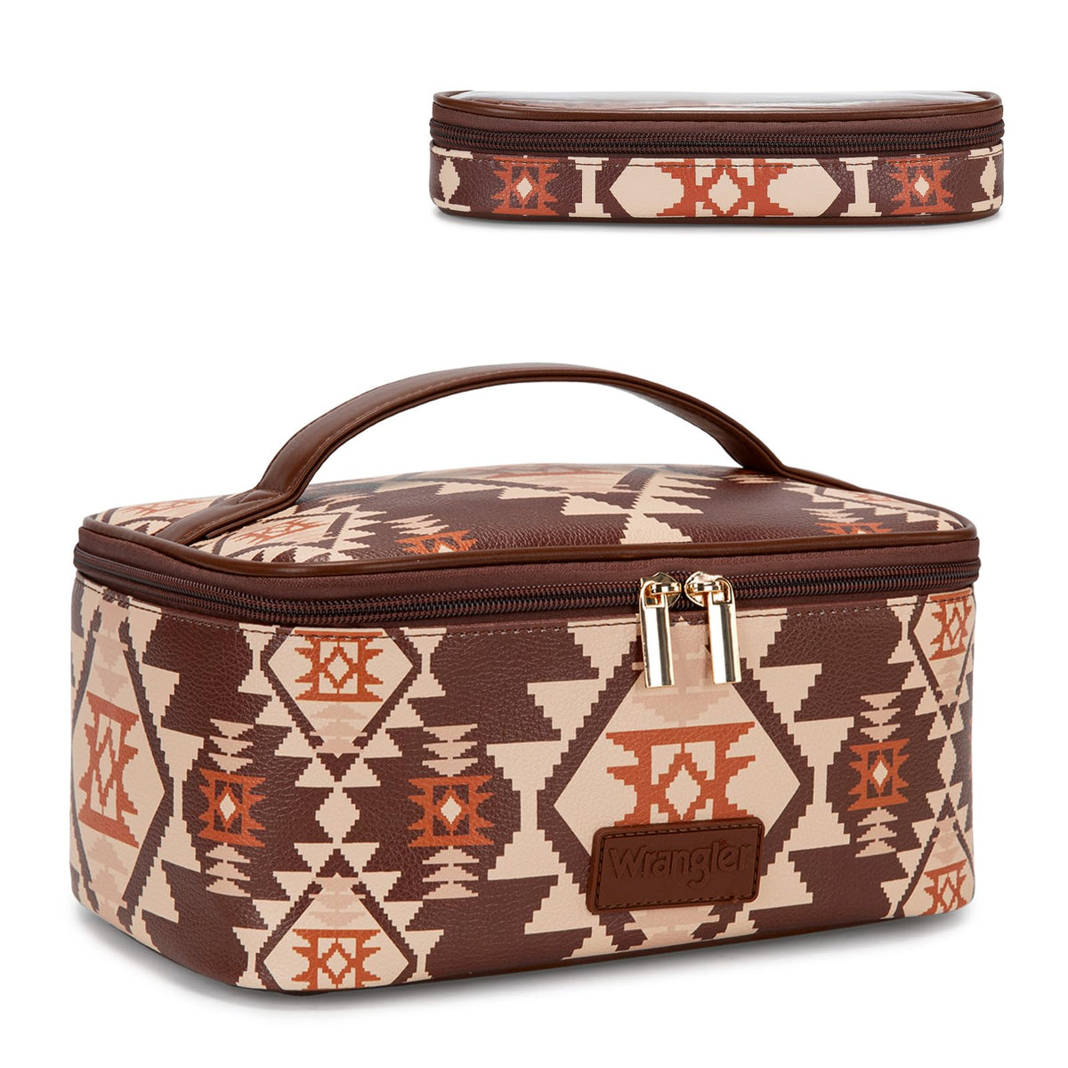 Wrangler Travel Makeup Bag 2pcs Set Cosmetic Bag with Makeup Brush Holder