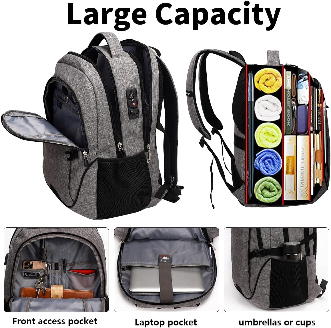 SHRRADOO Travel Laptop Backpack for Men Women, College High Schoolbag