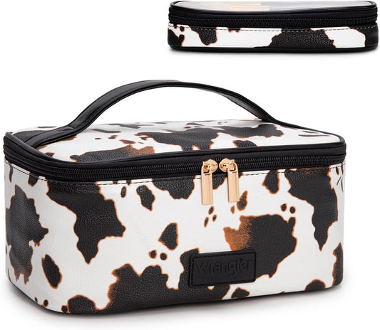 Wrangler Travel Makeup Bag 2pcs Set Cosmetic Bag with Makeup Brush Holder