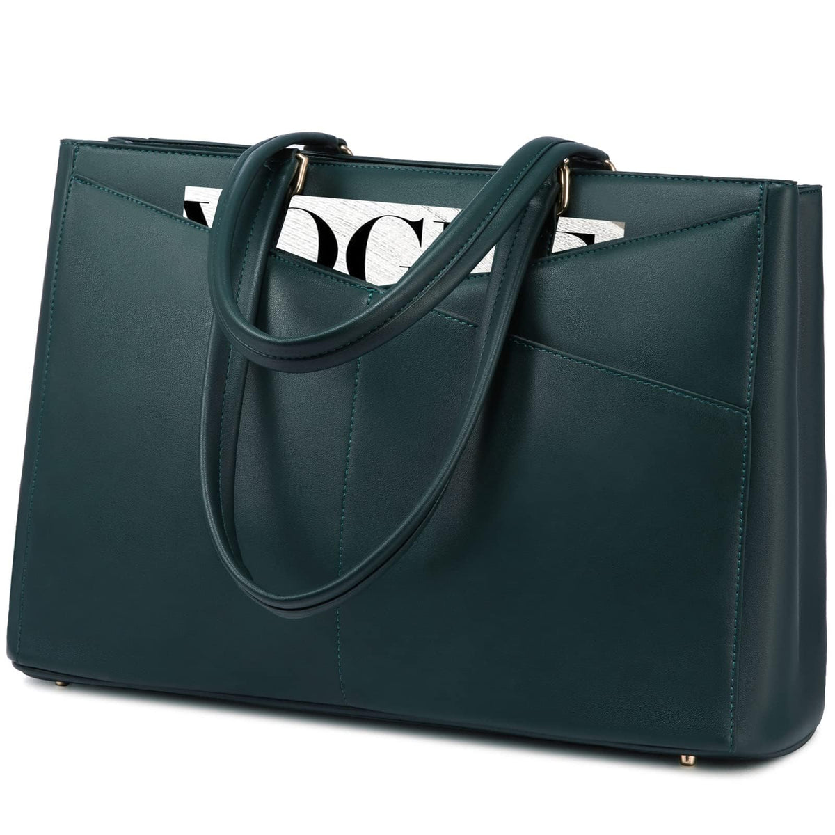 LOVEVOOK Laptop Tote Bag for Women 15.6 Inch Waterproof Leather Computer Bags Business Office Work Briefcase Black
