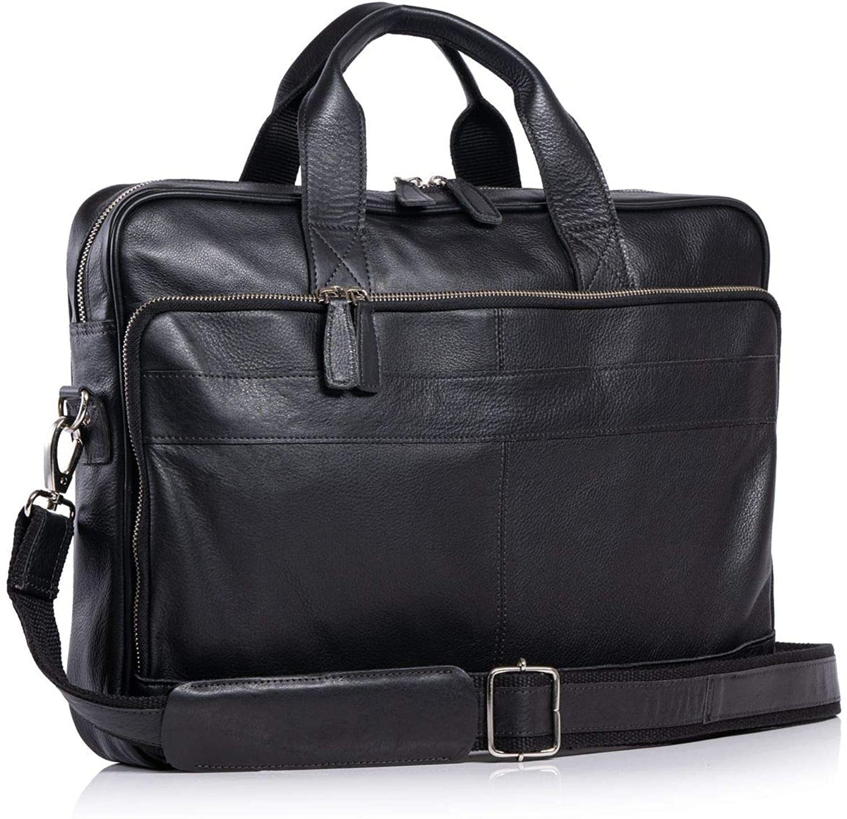 KomalC leather briefcase 16 inch laptop messenger bag satchel for men women