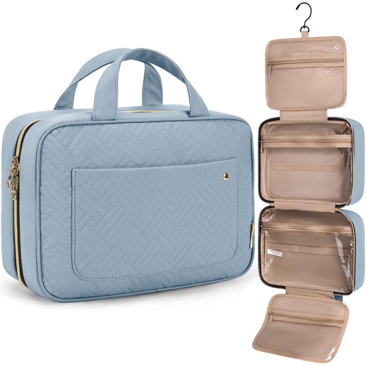 BAGSMART Toiletry Bag Travel Bag with hanging hook, Water-resistant Makeup Cosmetic Bag Travel Organizer for Accessories, Shampoo, Full Sized Container, Toiletries, Teal