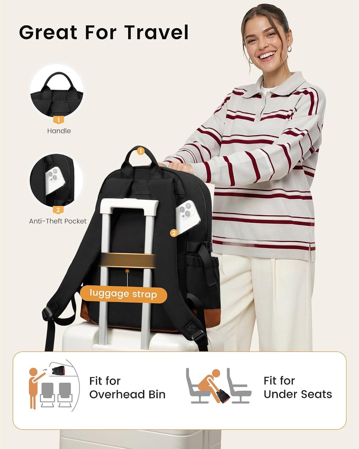 LOVEVOOK Laptop Backpack for Women Men with Large Cup Holder,15.6 Inch Work Travel Backpack Computer Laptop Bag,Waterproof Teacher Nurse College Business Office Carry on Backpack Purse,Back Pack Gifts