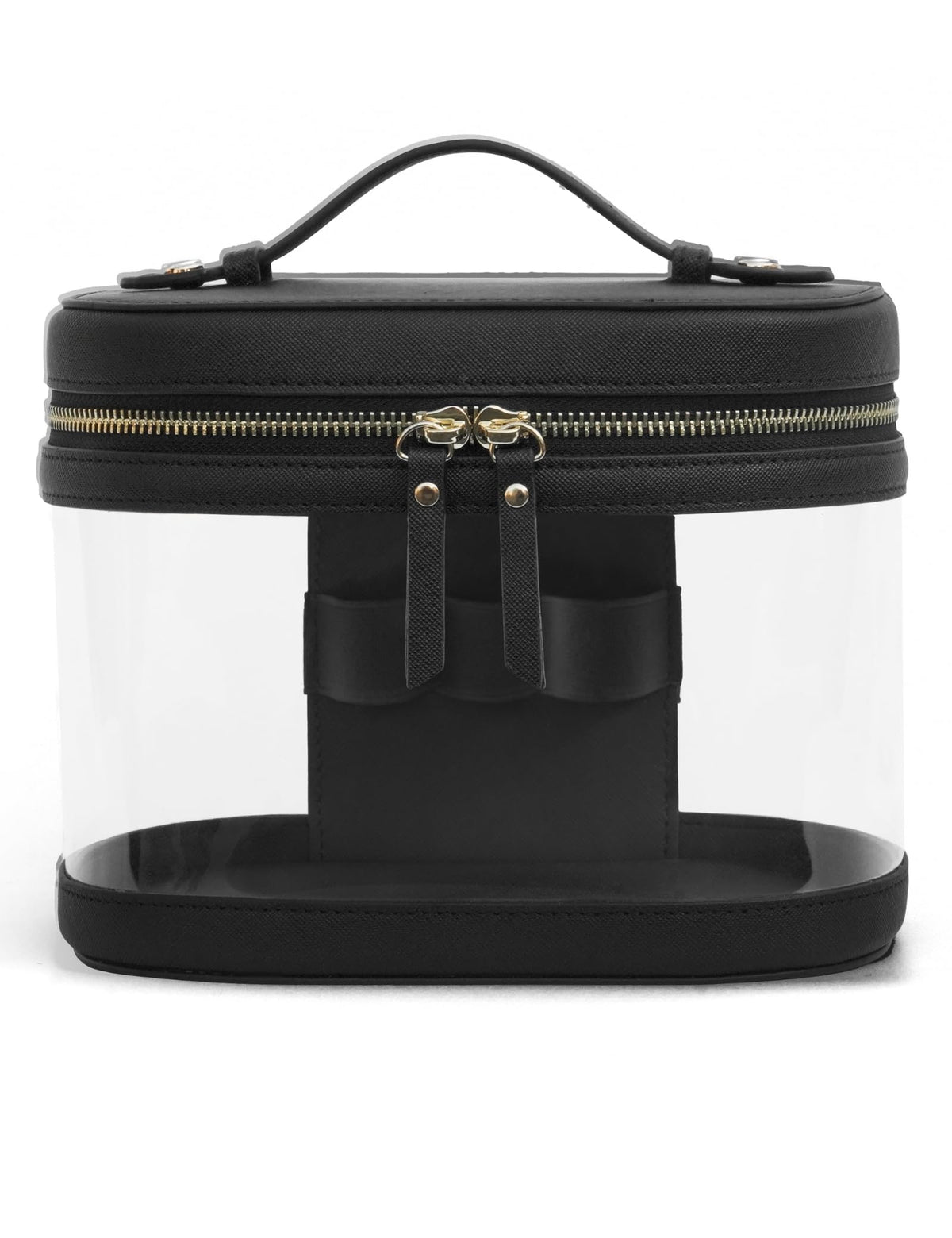 Popvibe Clear Makeup Bag Travel Cosmetic Case Transparent Toiletry Bag with Zipper, Portable Make Up Organizer Traveling Compact Car Bag for Essentials, Gold, Large