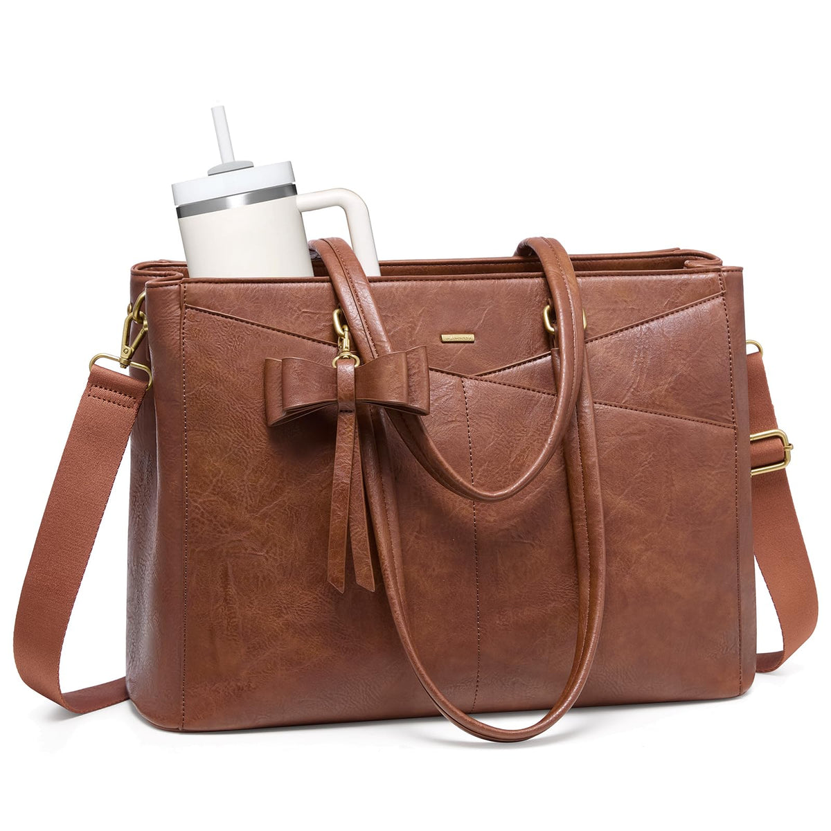 LOVEVOOK Laptop Tote Bag for Women,Leather Work Computer Briefcase Bag