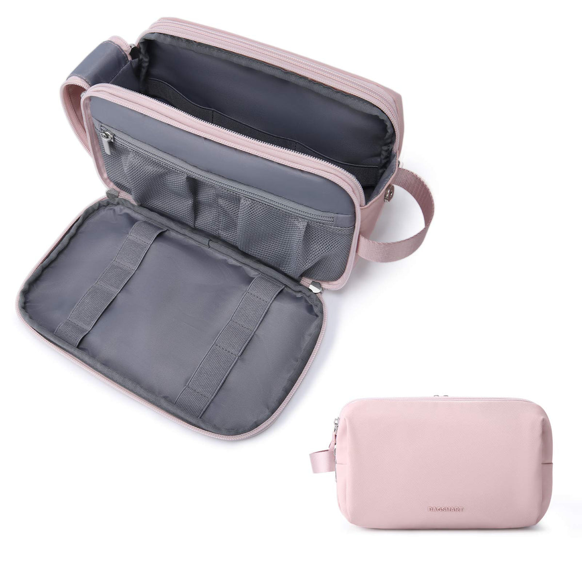 BAGSMART Toiletry Bag for Men, Travel Toiletry Organizer Dopp Kit Water-resistant Shaving Bag for Toiletries Accessories, Door Room Essentials, Black-medium