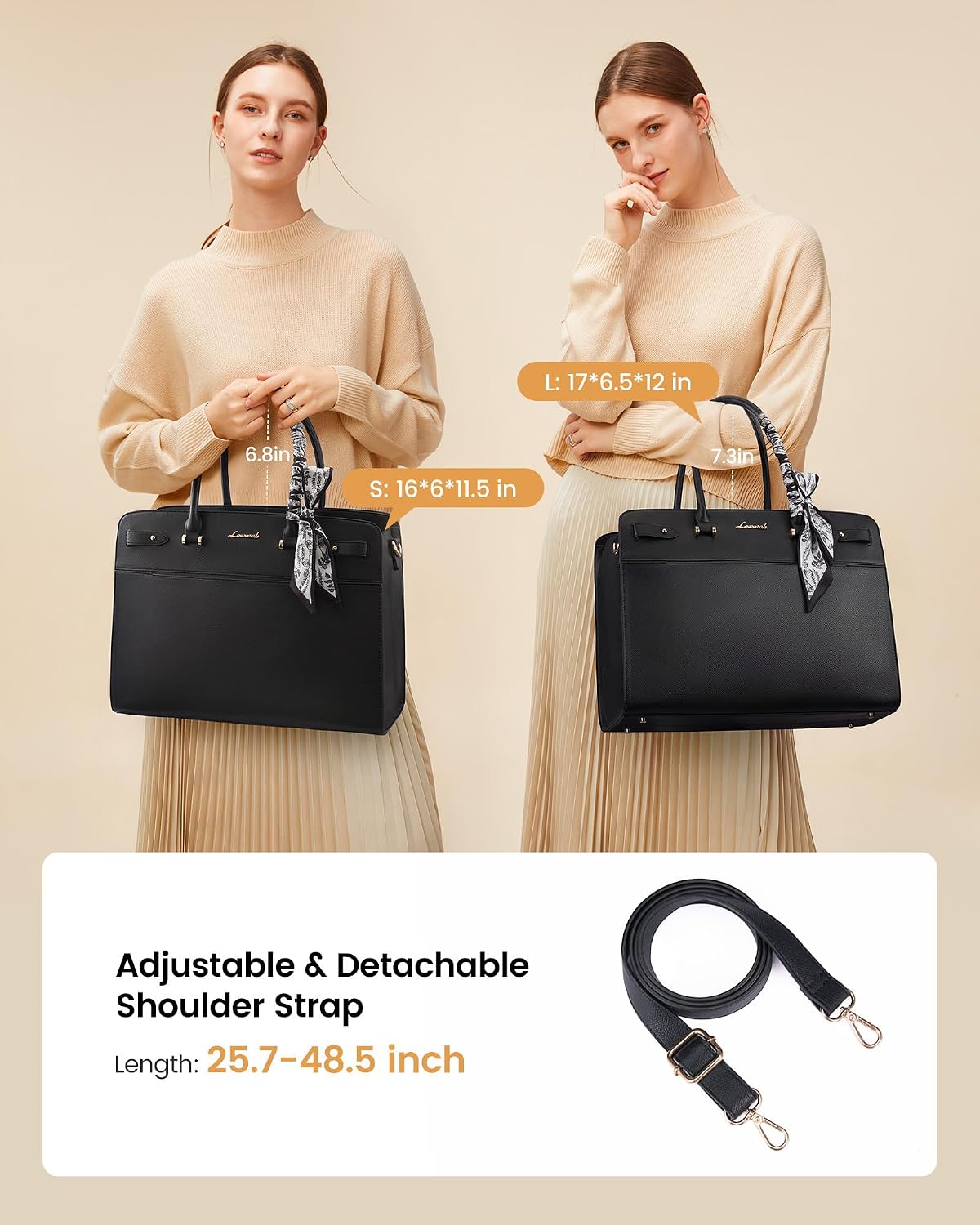 LOVEVOOK Laptop Tote Bag for Women, 15.6 Inch Large Faux Leather Work Bag Waterproof Briefcase Handbag for Teacher Business