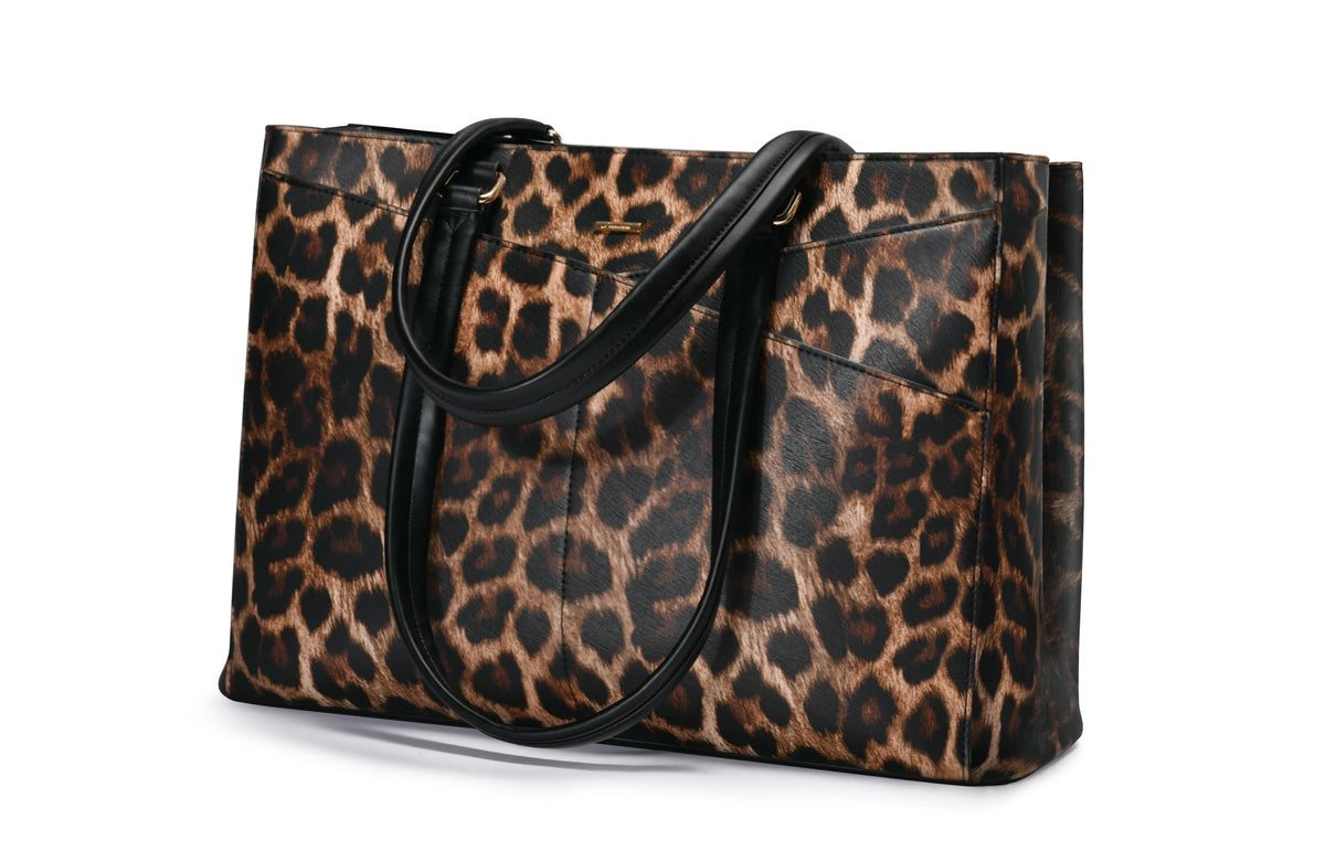LOVEVOOK Laptop Tote Bag for Women 15.6 Inch Waterproof Leather Computer Bags Business Office Work Briefcase Black