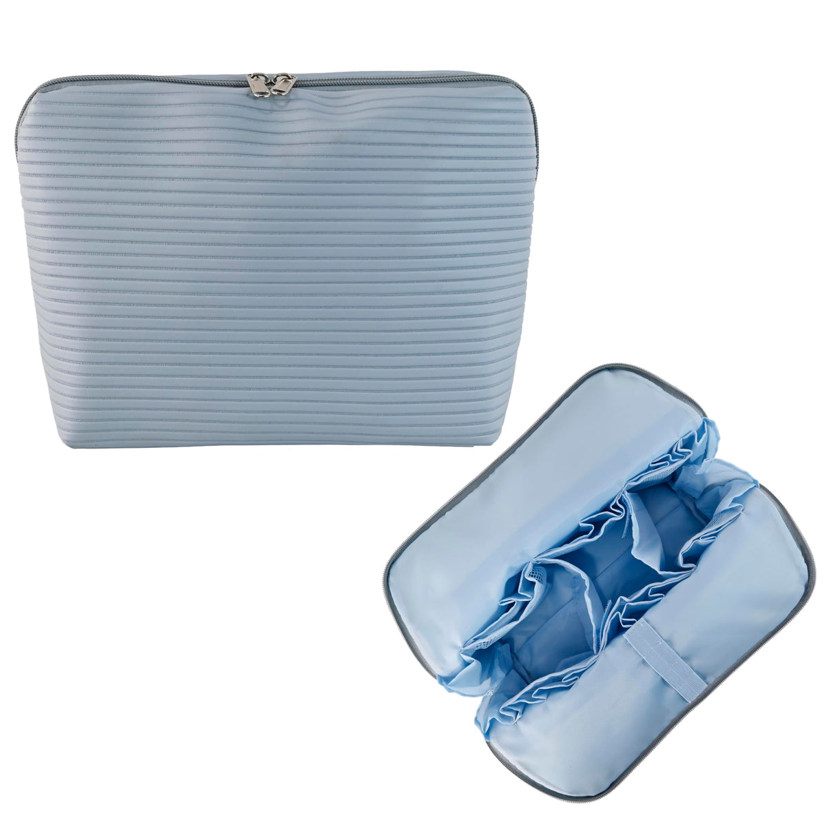 Travel Makeup Bag for Women, Waterproof Stand Up Cosmetic Bag with Brush Holders, Organizer Bag with Compartments, Fold-Down Design for Skincare, Toiletries & Essentials (Camel, Medium)