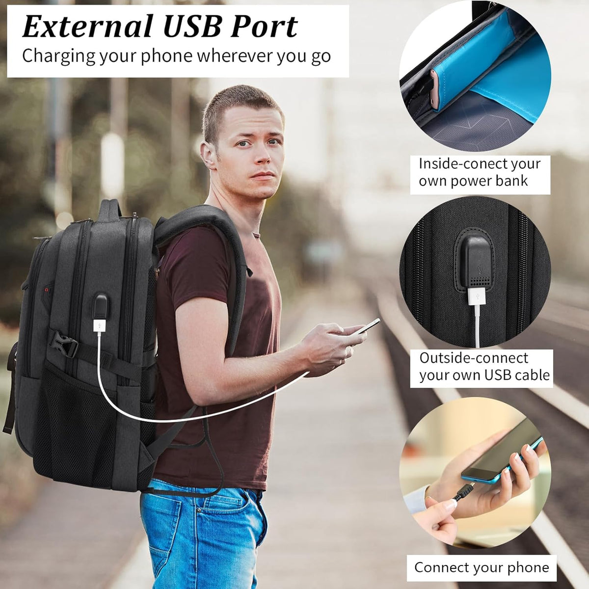 DUSLANG 17 inch Travel Laptop Backpack for Men/Women College Computer Bag