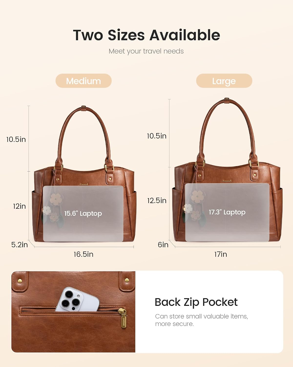 LOVEVOOK Laptop Bag for Women, Vintage Work Tote, Teacher Bag with Pendant