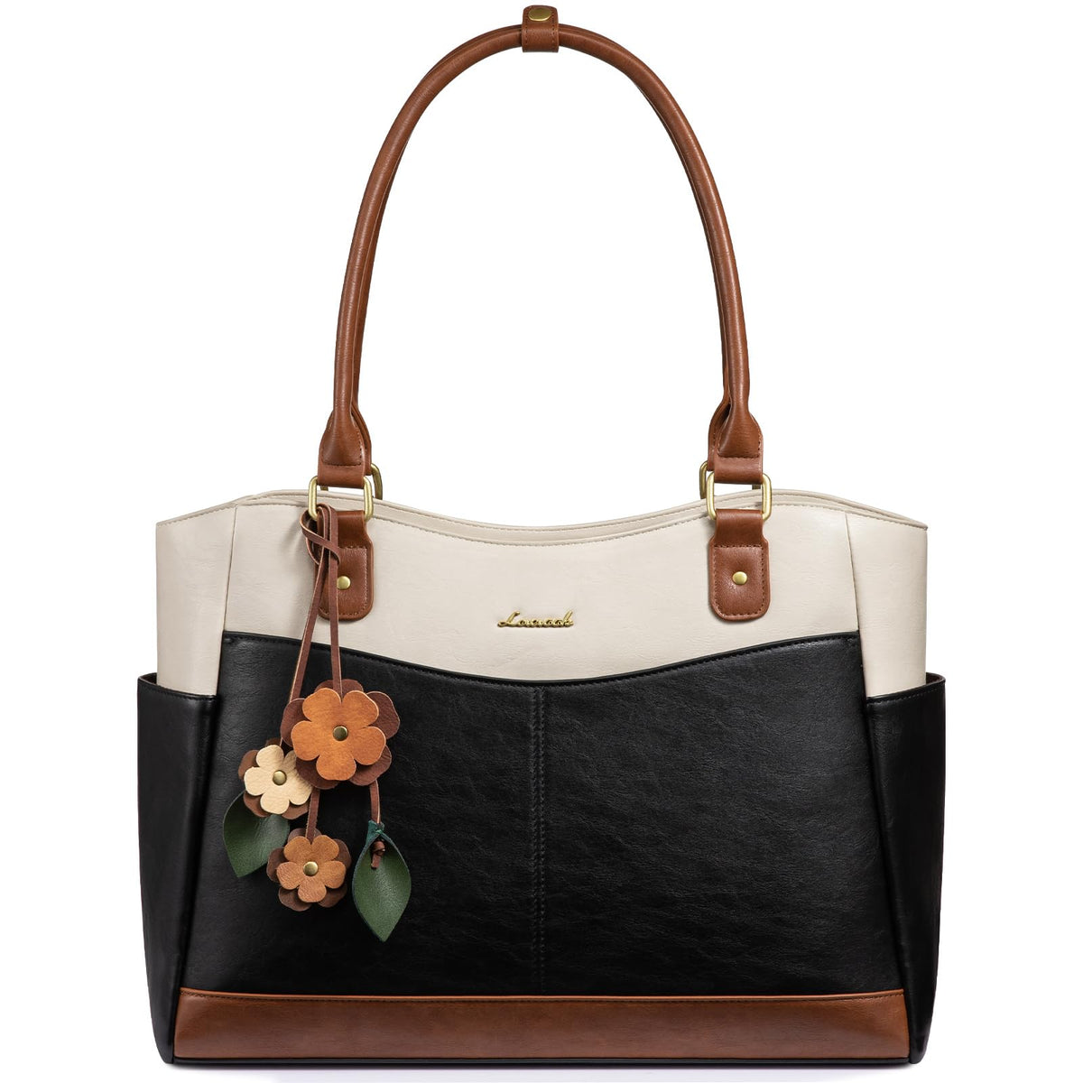 LOVEVOOK Laptop Bag for Women, Vintage Work Tote, Teacher Bag with Pendant