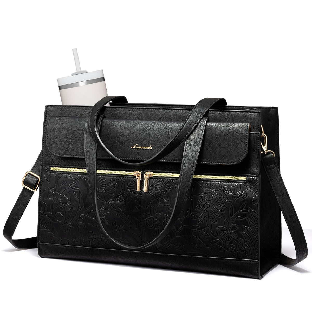 LOVEVOOK Laptop Bag for Women 15.6 Inch Tote Work Professional Leather Computer Briefcase Waterproof Handbag Shoulder Large Capacity Business Teacher Office Crossbody Purse