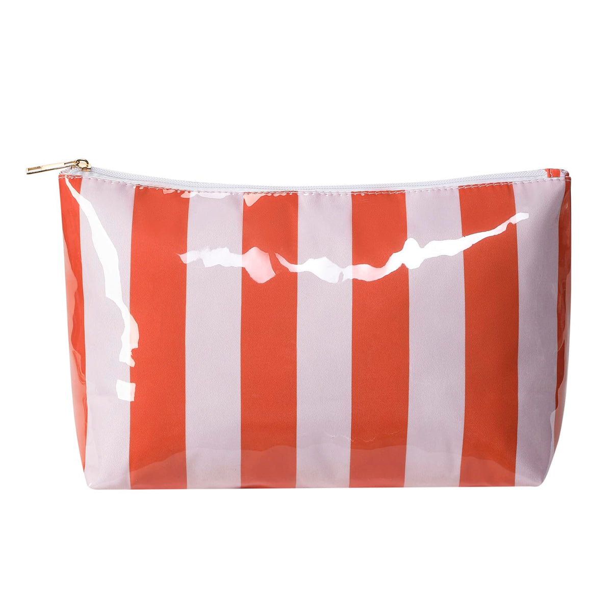 Large PVC Waterproof Striped Makeup Bag(04Pink Stripe)