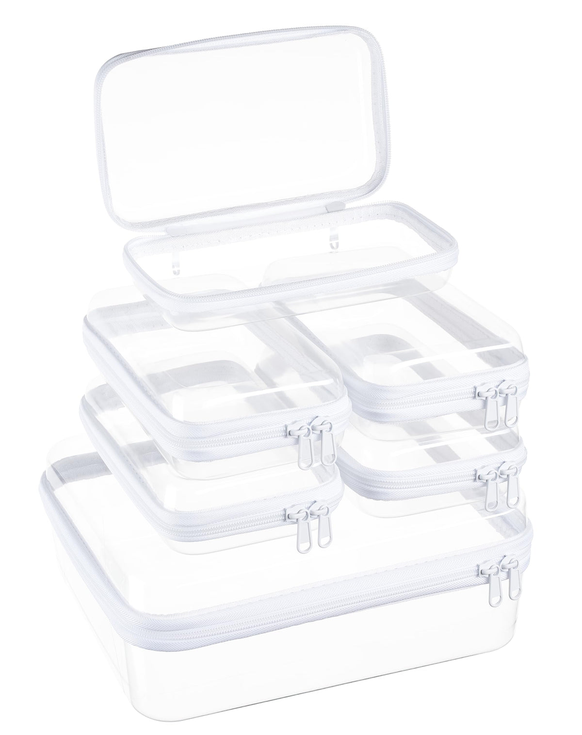 4 pcs Clear Zipper Pouches,Hard Shell Zipper Case
