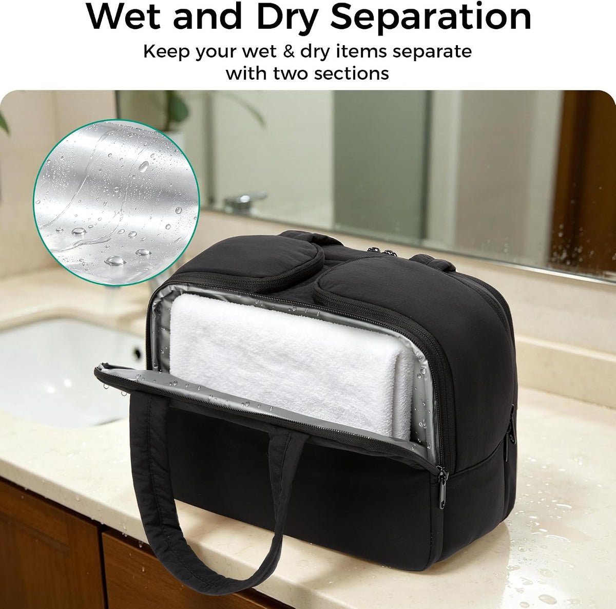 Urbanstand Travel Toiletry Bag, Large Wide-open Makeup Bag for Women, Black