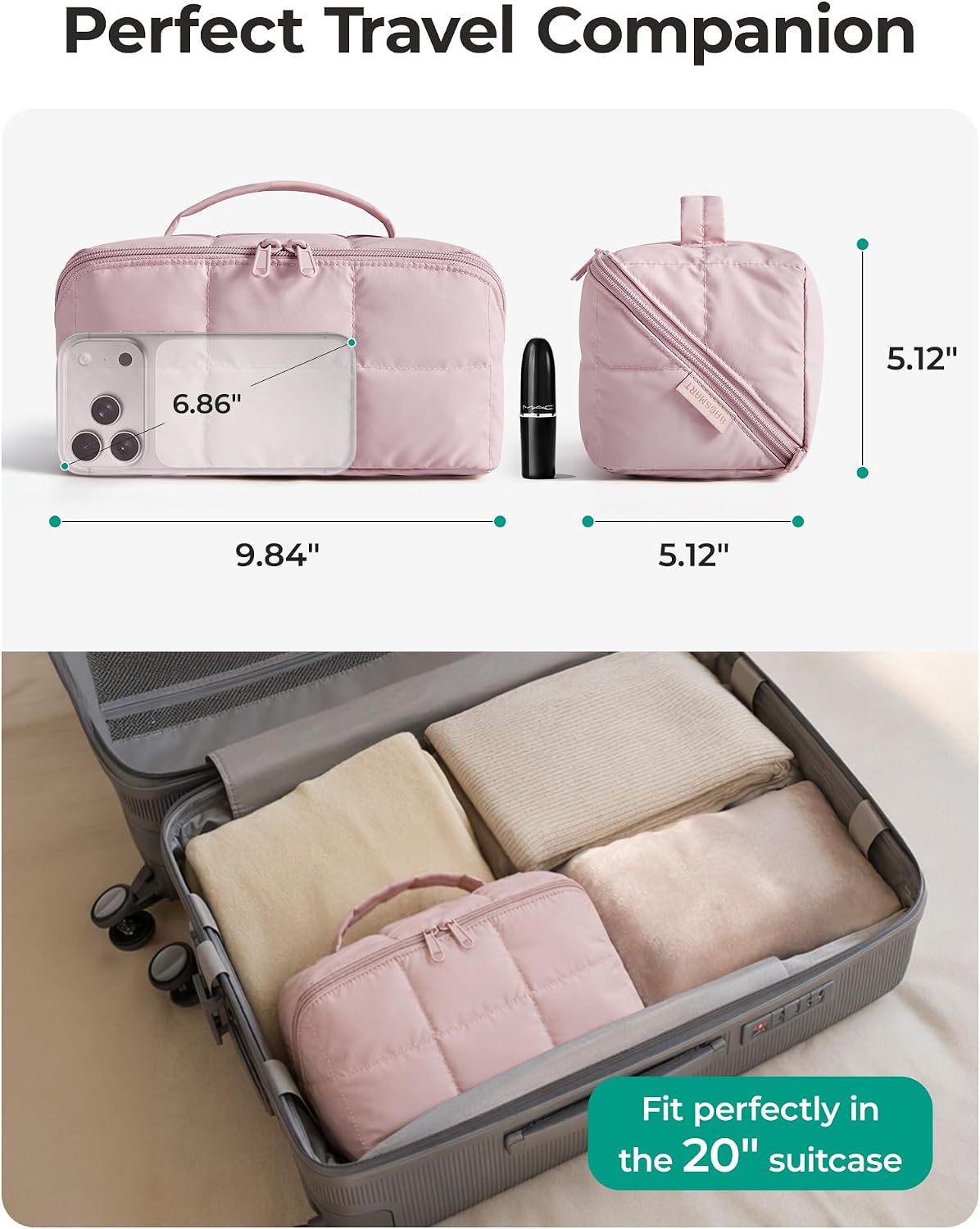 BAGSMART Travel Makeup Bag, Large Capacity Cosmetic Organizer for Women