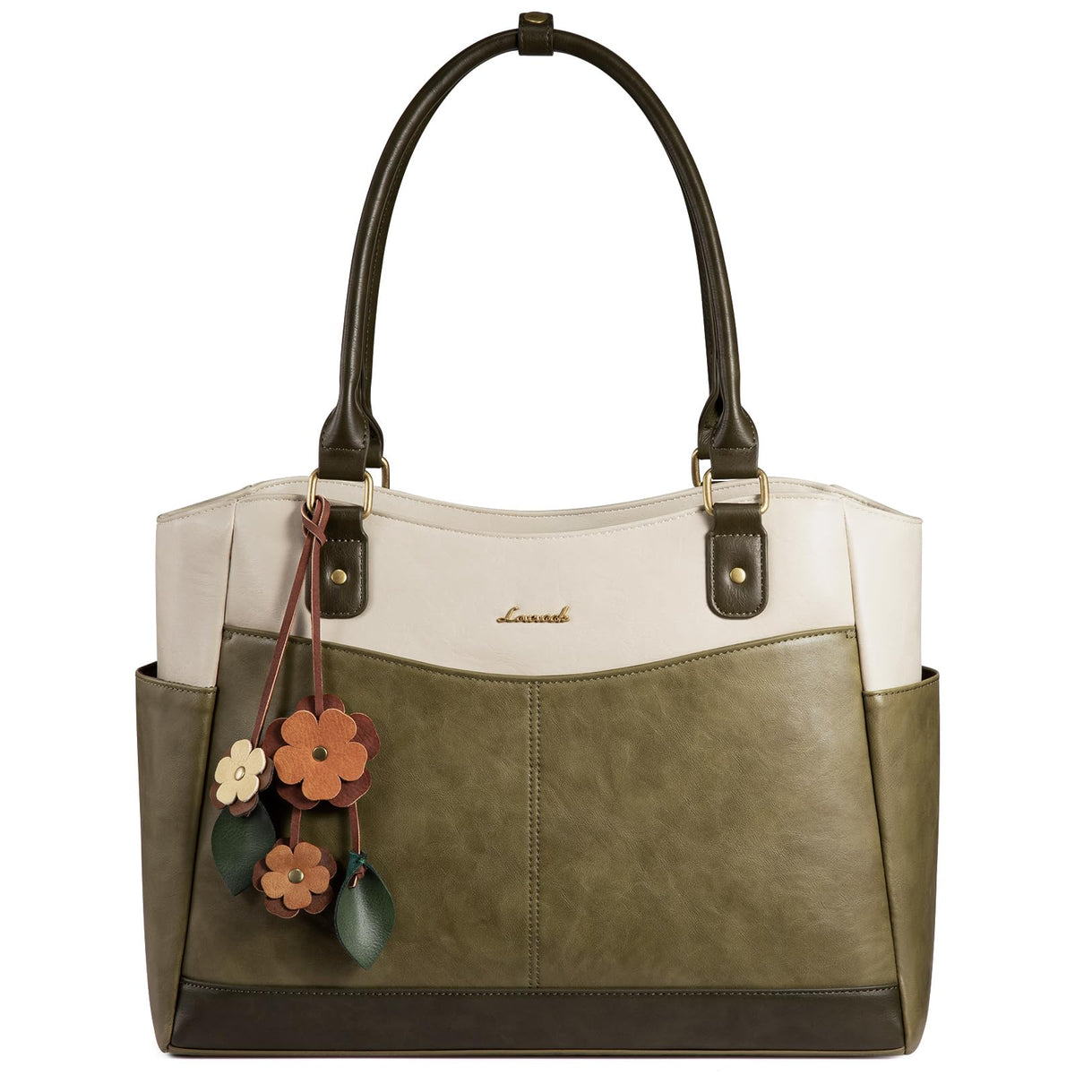LOVEVOOK Laptop Bag for Women, Vintage Work Tote, Teacher Bag with Pendant