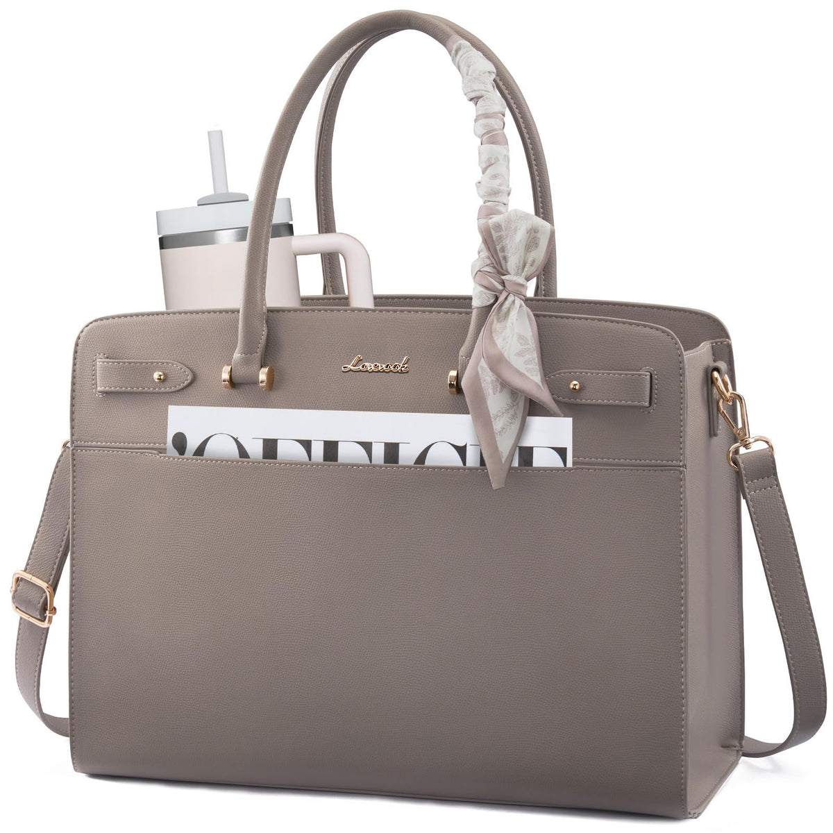 LOVEVOOK Laptop Tote Bag for Women, 15.6 Inch Large Faux Leather Work Bag Waterproof Briefcase Handbag for Teacher Business