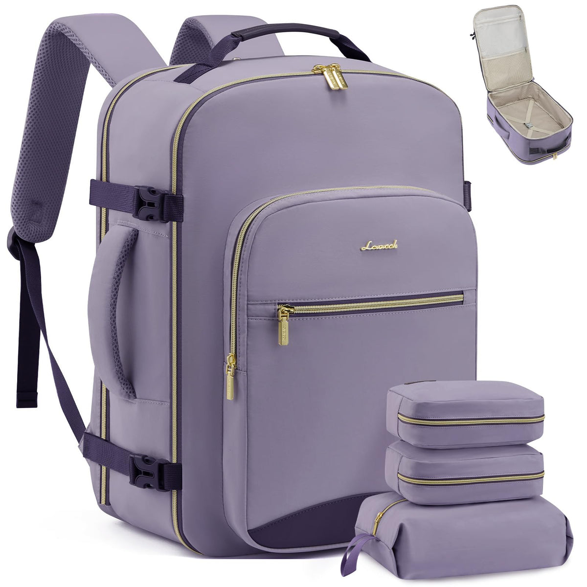 LOVEVOOK 40L Travel Backpack Flight Approved Carry on Backpack,3 Packing Cubes,Waterproof Personal Item Travel Bag,TSA Carry on Luggage Suitcase Travel Essentials,Gifts for Women & Men,fits 17" Laptop