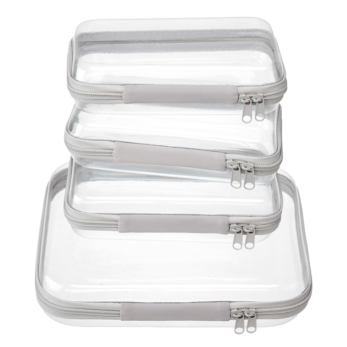4 pcs Clear Zipper Pouches,Hard Shell Zipper Case