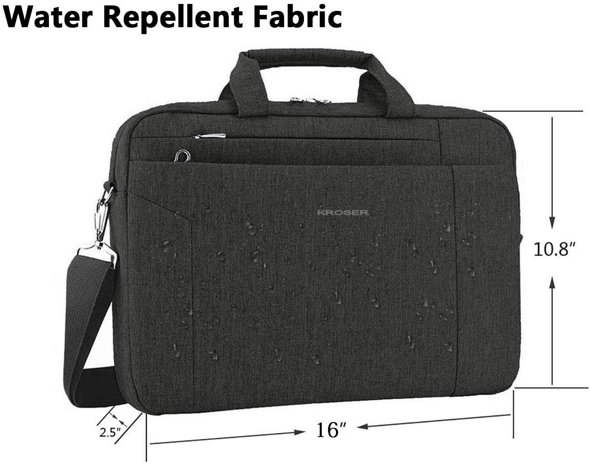 KROSER Laptop Bag 15.6 Inch Briefcase Shoulder Bag Water Repellent Laptop Bag Bussiness Carrying Handbag