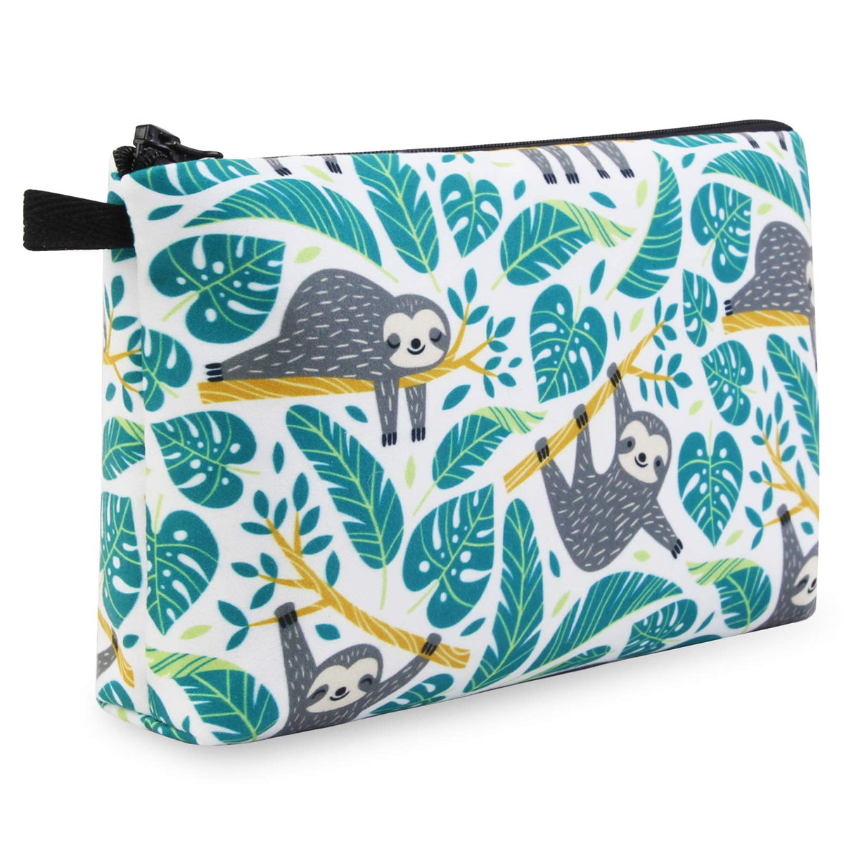 MAGEFY Makeup Bag 6 Styles Portable Travel Cosmetic Bag for Women Flower Patterns Zipper Pouch Sloth Gifts Makeup Pouch with Black Zipper (6 packs)