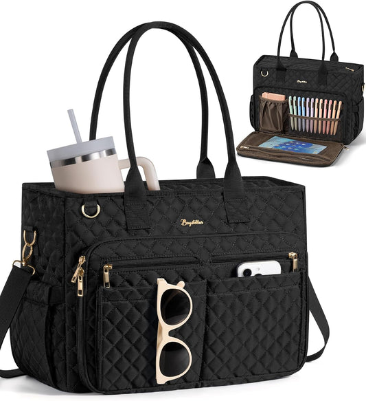 Bagstellar Teacher Tote Bag for Women, 15.6" Laptop Work Tote Computer Bag