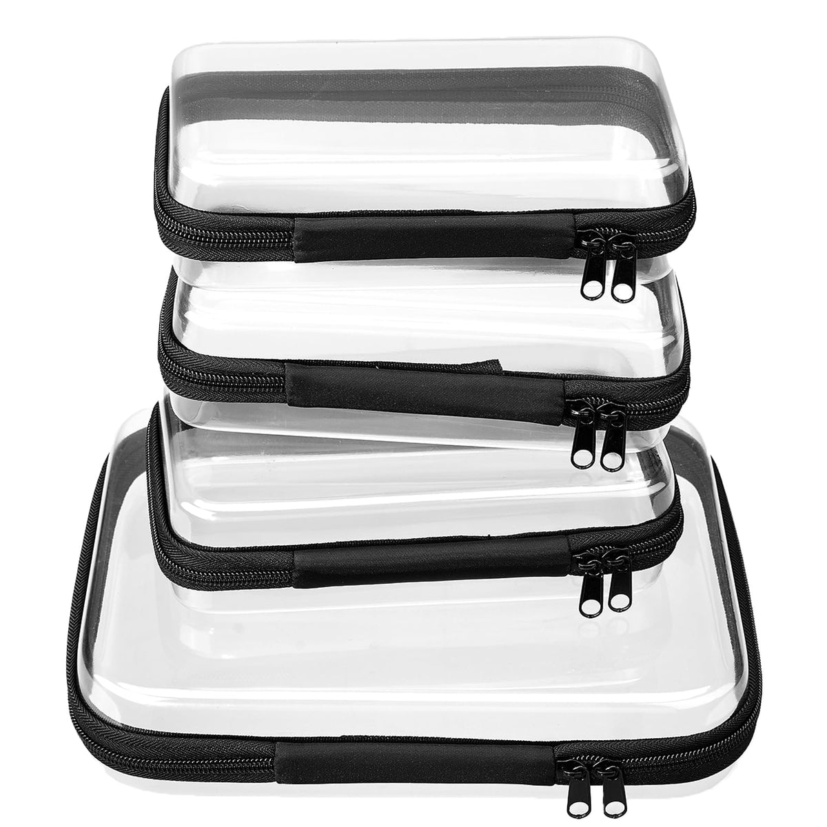 4 pcs Clear Zipper Pouches,Hard Shell Zipper Case