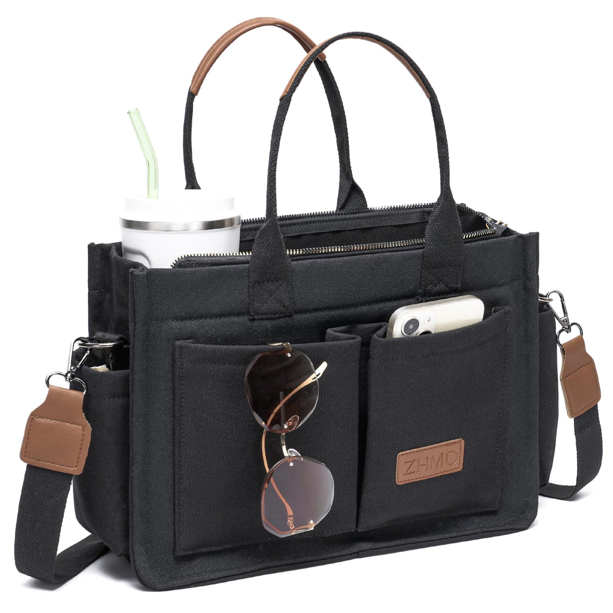 ZHMO Canvas Tote Bag for Women,Women's Bags Crossbody Bags Work Laptop Tote Bag Large Handbags Purse for Travel Nurse Teacher