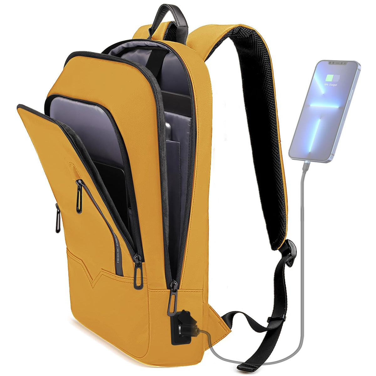 hk Backpack for Men, Business Slim Computer Bag for 15.6 Inch Laptop