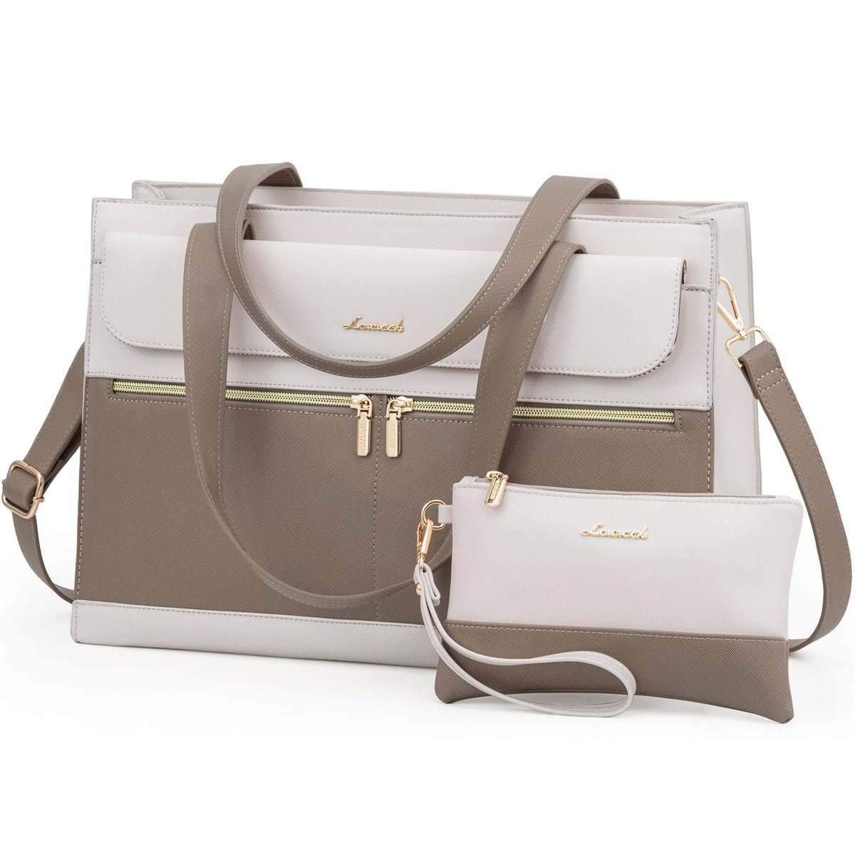 LOVEVOOK Laptop Bag for Women 15.6 Inch Tote Work Professional Leather Computer Briefcase Waterproof Handbag Shoulder Large Capacity Business Teacher Office Crossbody Purse