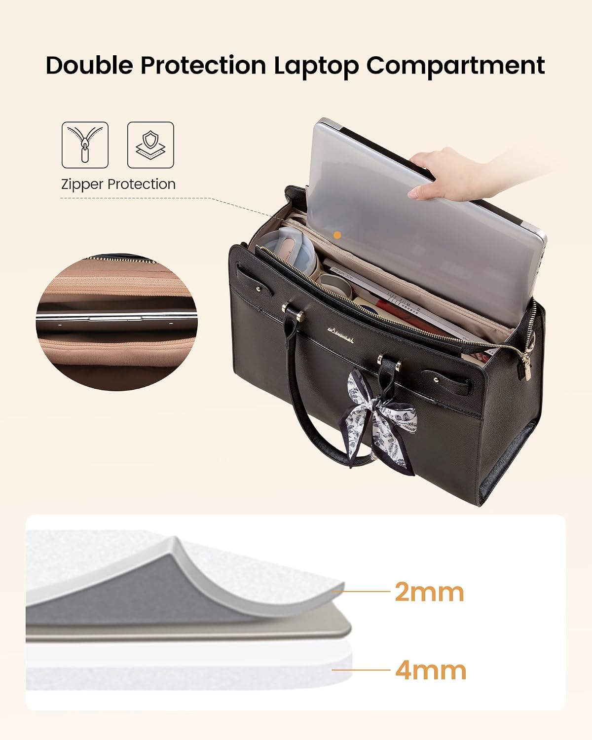 LOVEVOOK Laptop Tote Bag for Women, 15.6 Inch Large Faux Leather Work Bag Waterproof Briefcase Handbag for Teacher Business
