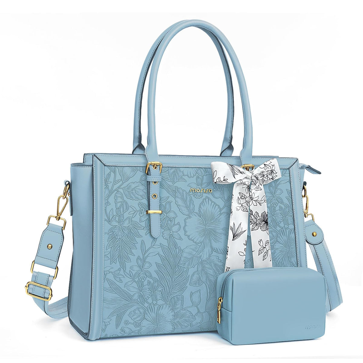 MOSISO Laptop Bag for Women, 17-17.3 inch PU Leather Tote Bag