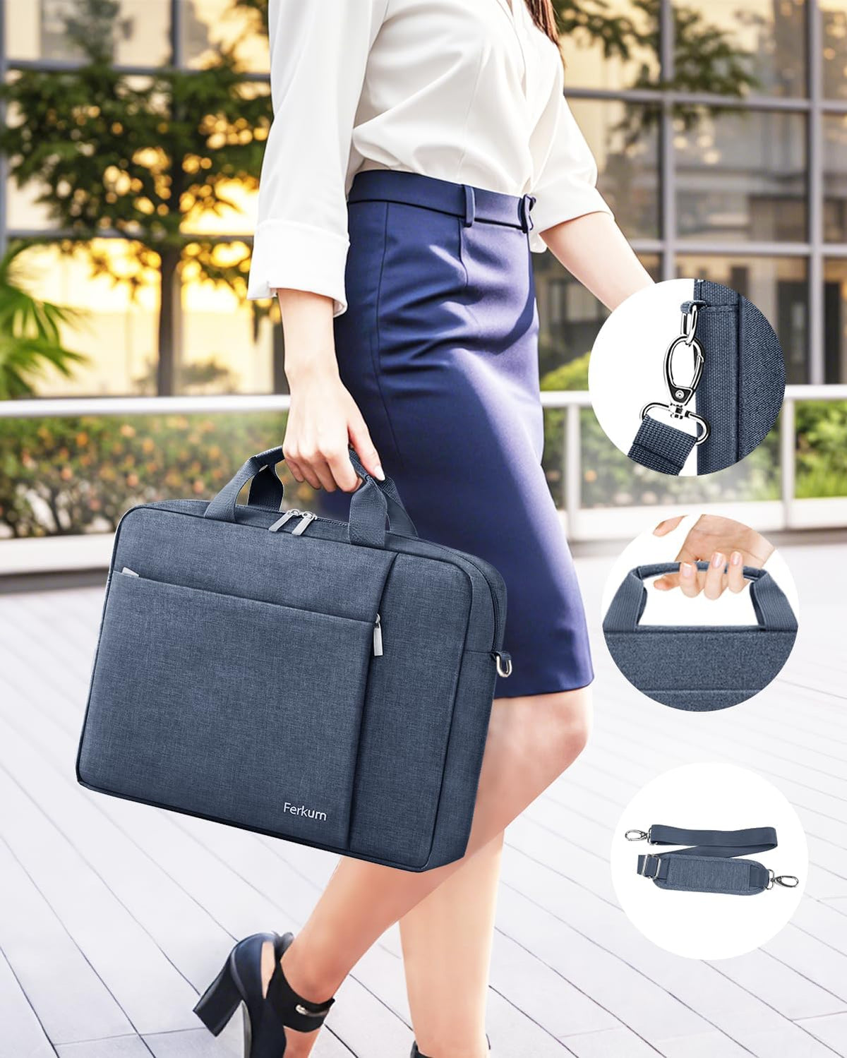 Ferkurn 17 17.3 Inch Laptop Bag Case Women Men Compatible with HP OmniBook Envy Omen Pavilion/LG Gram/Dell Inspiron Precision/Yoga ThinkPad, Carrying Briefcase Messenger Computer Bag 18 inch, Grey
