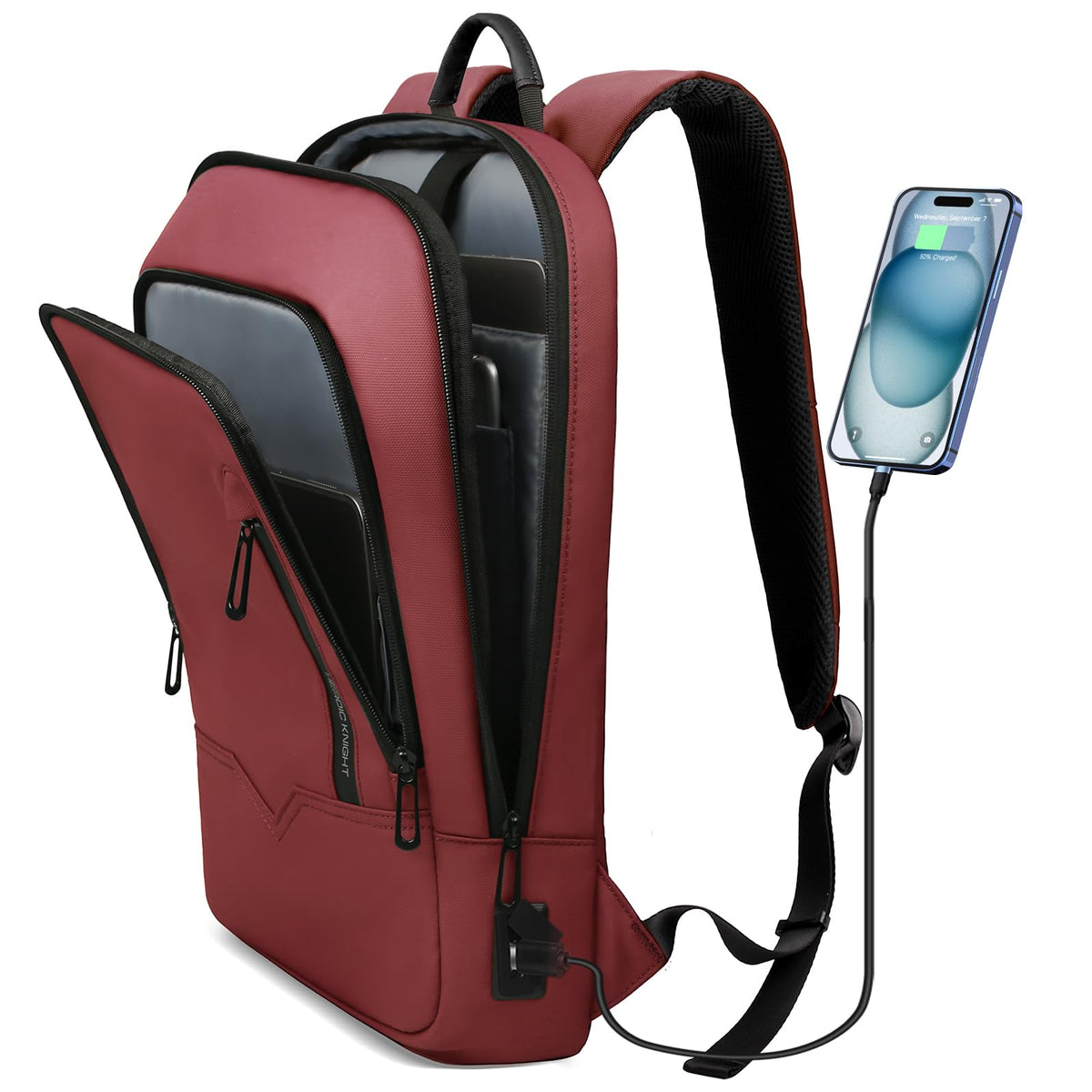 hk Backpack for Men, Business Slim Computer Bag for 15.6 Inch Laptop